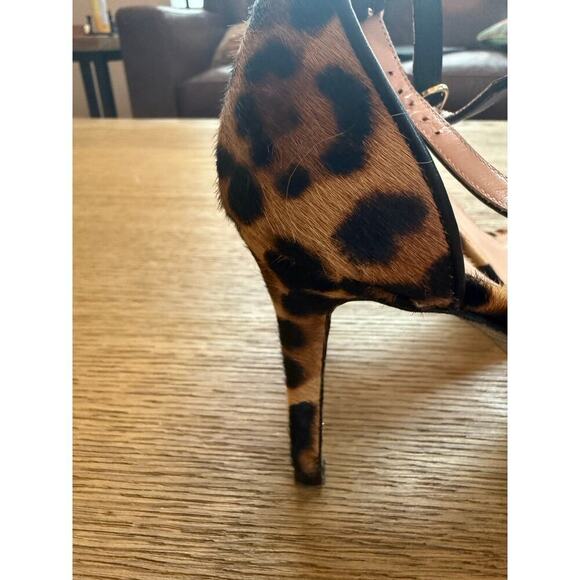 J.Crew Riley heeled sandals leopard calf hair with silver glitter size 7 Italy - Picture 4 of 10